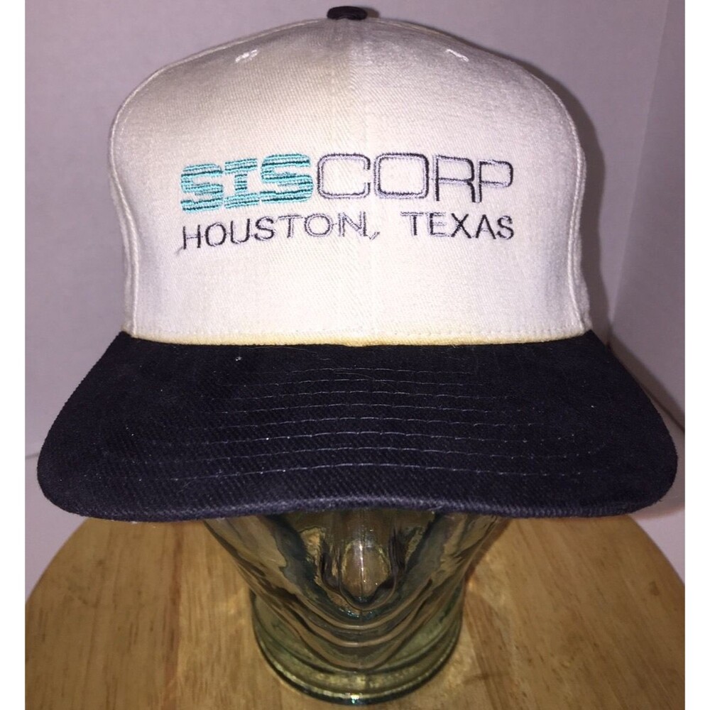 Vintage 80s SISCORP Houston, Texas Hat Cap Leather Strapback New Era GAS OIL USA